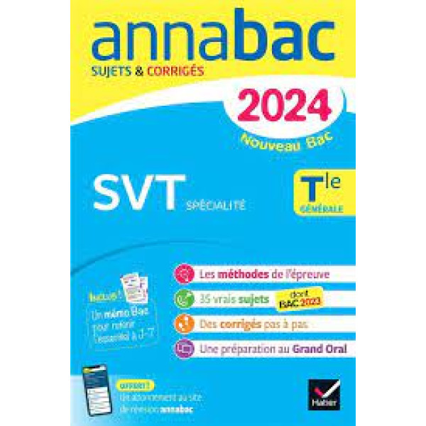 Annabac SVT Tle générale 2024 suj et corr