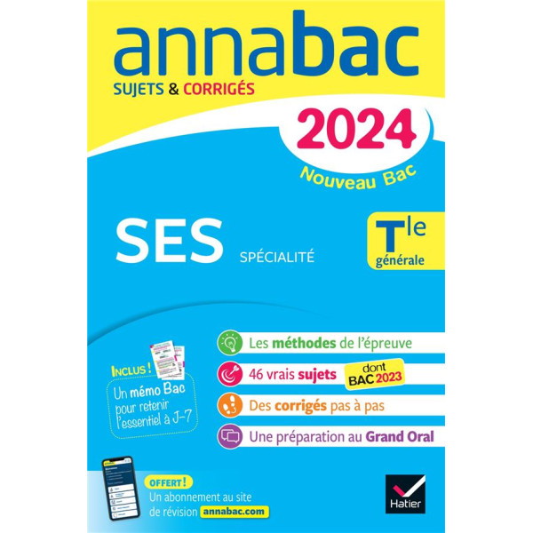 Annabac SES Tle générale 2024 suj et corr