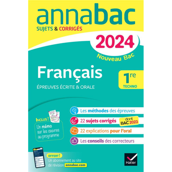 Annabac français 1re techno 2024 suj et corr