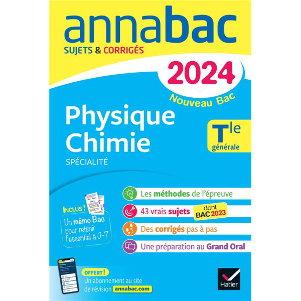 Annabac phy-chimie Tle générale 2024 suj et corr