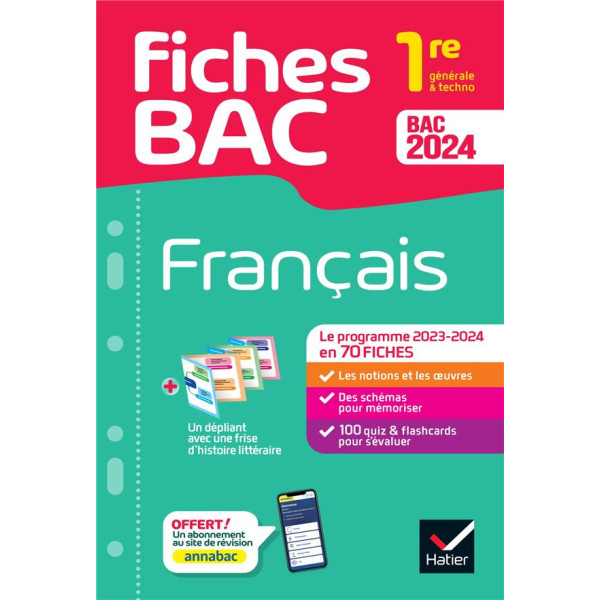 Fiches Bac Français 1re générale et techno 2024