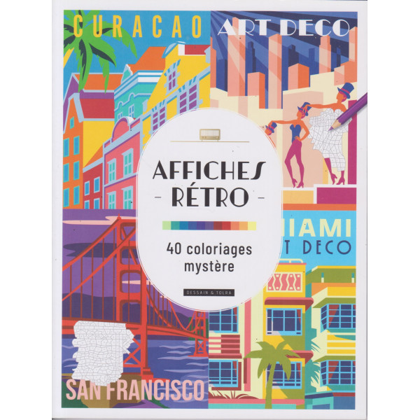 Affiches rétros - 40 coloriages mystère