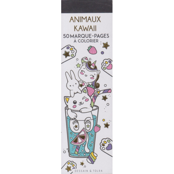 Animaux Kawaii - 50 marque-pages à colorier