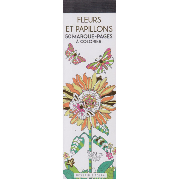 Fleurs et papillons - 50 marque-pages à colorier