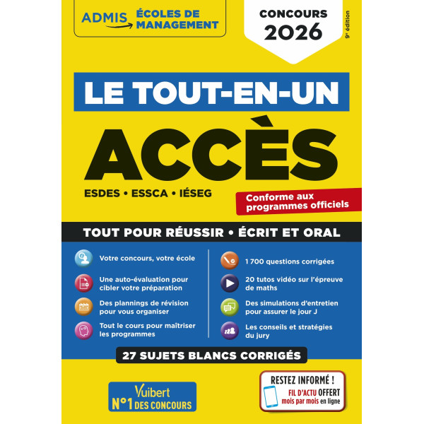 Le tout-en-un ACCES - 25 sujets blancs - Ecrits et oraux - Tutos offerts
