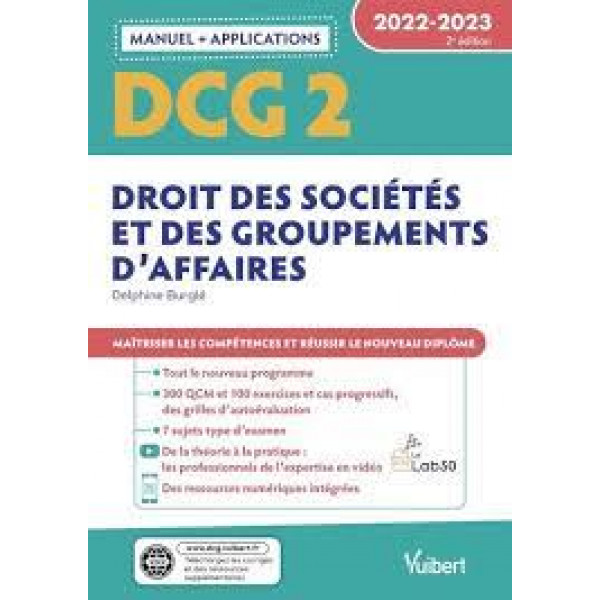 Droit des sociétés et des groupements d'affaires DCG 2 -Manuel + applications