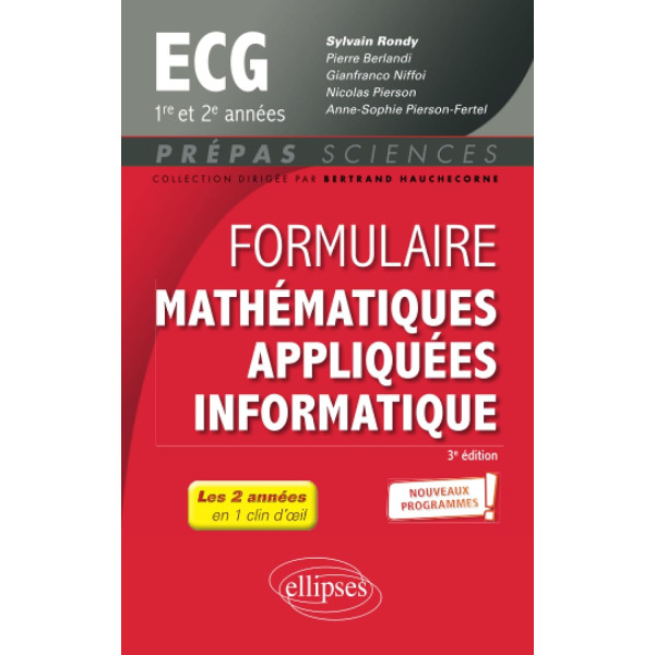 Formulaire Mathématiques appliquées - Informatique - ECG 1re et 2e années - Programme 2022
