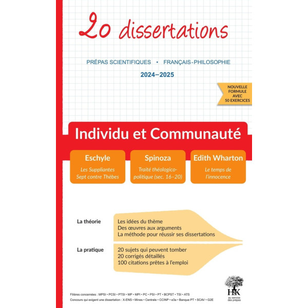 20 dissertations - Prépas scientifiques - Français-philosophie 2024-2025