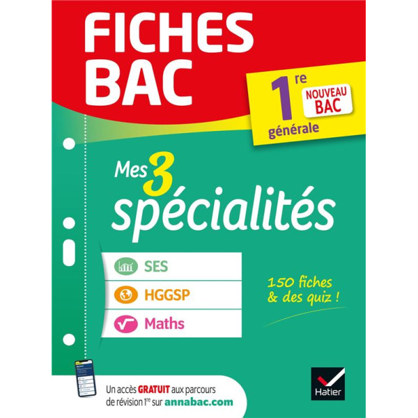 Fiches Bac mes 3 spécialités SES-HGGSP-Maths 1re générale 2022