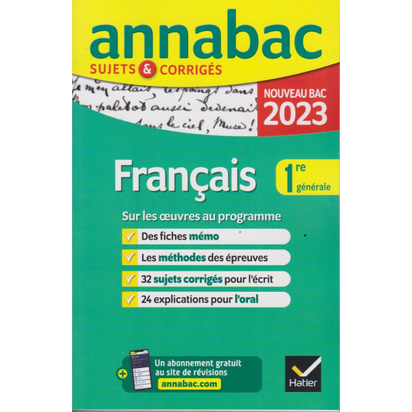 Annabac 2023 français 1re générale suj et corr