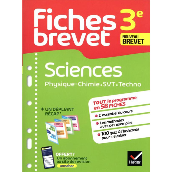 Fiches Brevet sciences 3e PC-SVT-Techno 2023