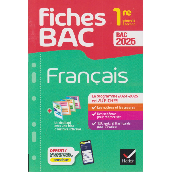 Fiches BAC français 1re général et techno 2025