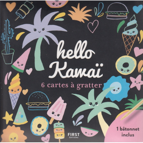Cartes à gratter -Hello Kawaï 6 cartes à gratter et 1 bâtonnet inclus