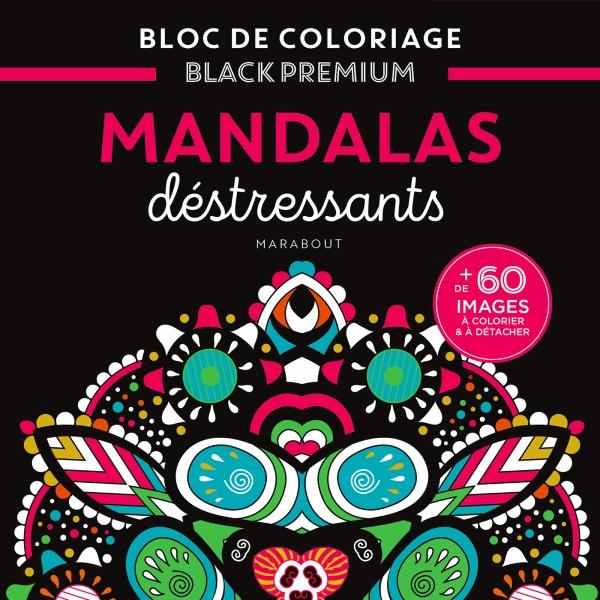 Mandalas déstressants Bloc de coloriages Black Premium