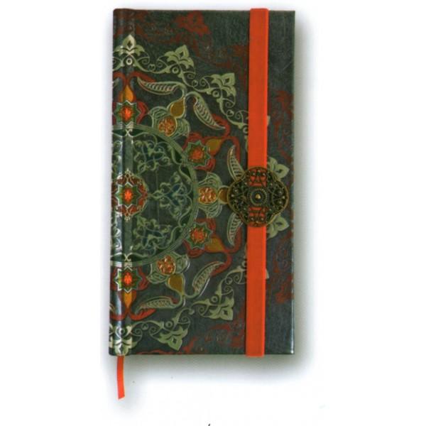 Carnet Boncahier ornée Rouge avec fermeture velou élastique à bijou 18x10cm