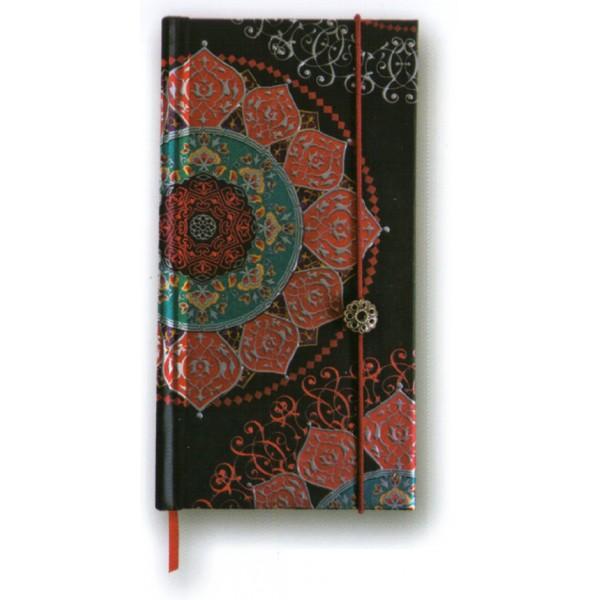 Carnet Boncahier ornée Rouge foncé avec fermeture velou élastique à bijou 18x10cm