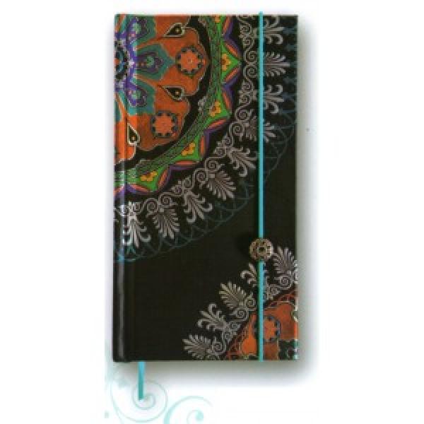 Carnet Boncahier ornée Bleu avec fermeture velou élastique à bijou 18x10cm