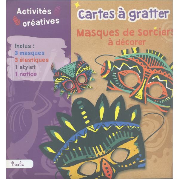 Carte a gratter Masques de sorciers a decorer