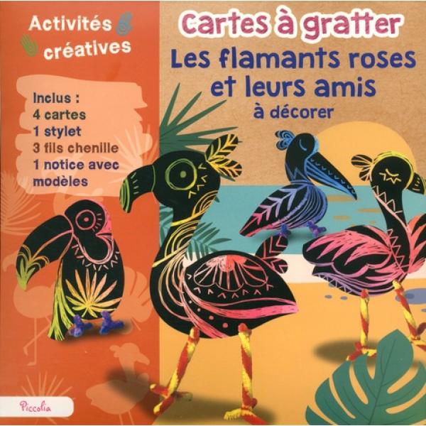 Cartes à gratter les flamants roses et leurs amis à décorer