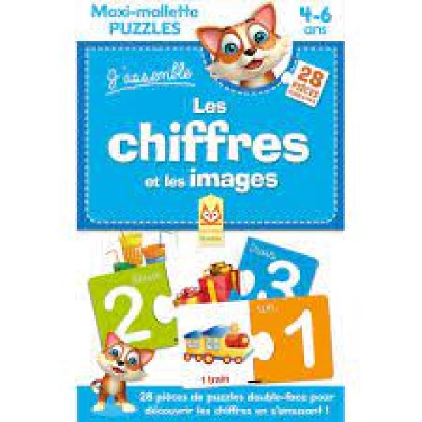 Maxi-mallette puzzles 4-6 -J'assemble Les chiffres et les images