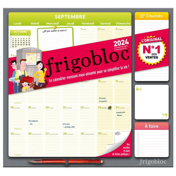 Frigobloc mensuel - Calendrier d'organisation familiale ED 2024