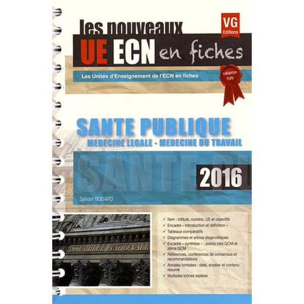 UE ECN en fiches -Santé publique - Médecine légale, médecine du travail