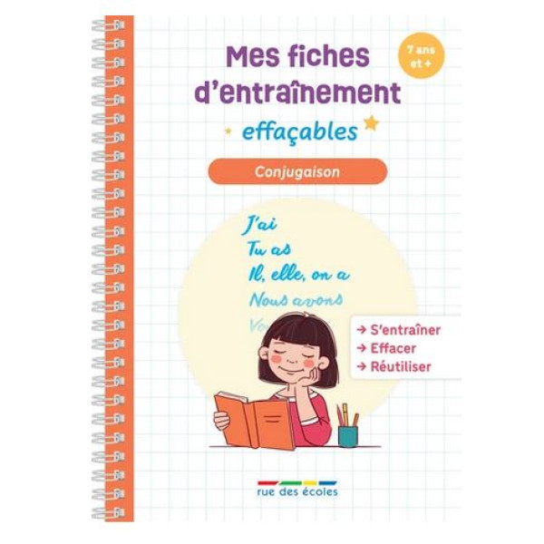 MES FICHES D'ENTRAINEMENT EFFACABLES - CONJUGAISON - 7 ANS ET +