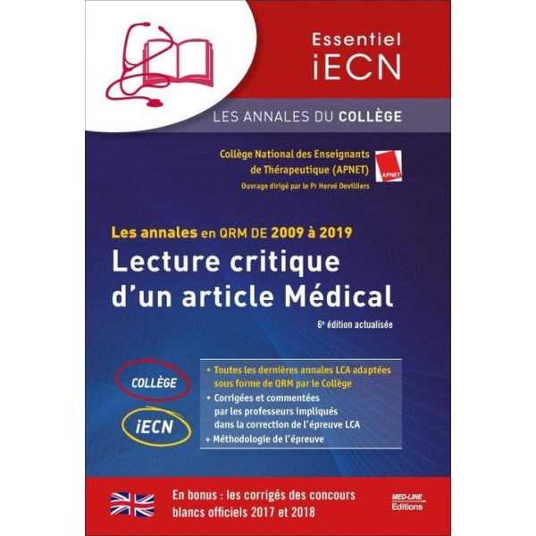 Essenciel iECN Lecture critique d'un article médical - Les annales en QRM de 2009 à 2019