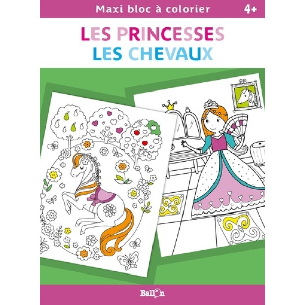 Maxi bloc a colorier 4+ -Les princesses Les chevaux