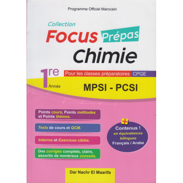 Focus prépas chimie -1er année MPSI-PCSI