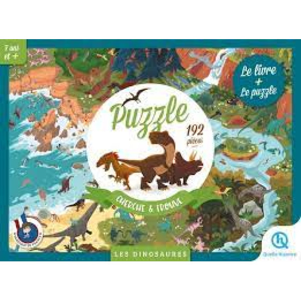 cherche et trouve -Les dinosaures le livre avec un puzzle  7+